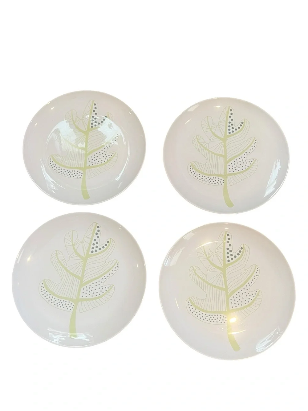 IKEA set of 4 Overens Dinner Plates Leaf Pattern Made in Portugal